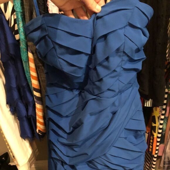 Aqua brand cobalt blue ruched strapless dress M - Picture 1 of 4